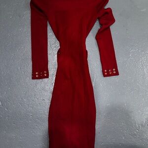 Elegant Red Long Sleeve Dress